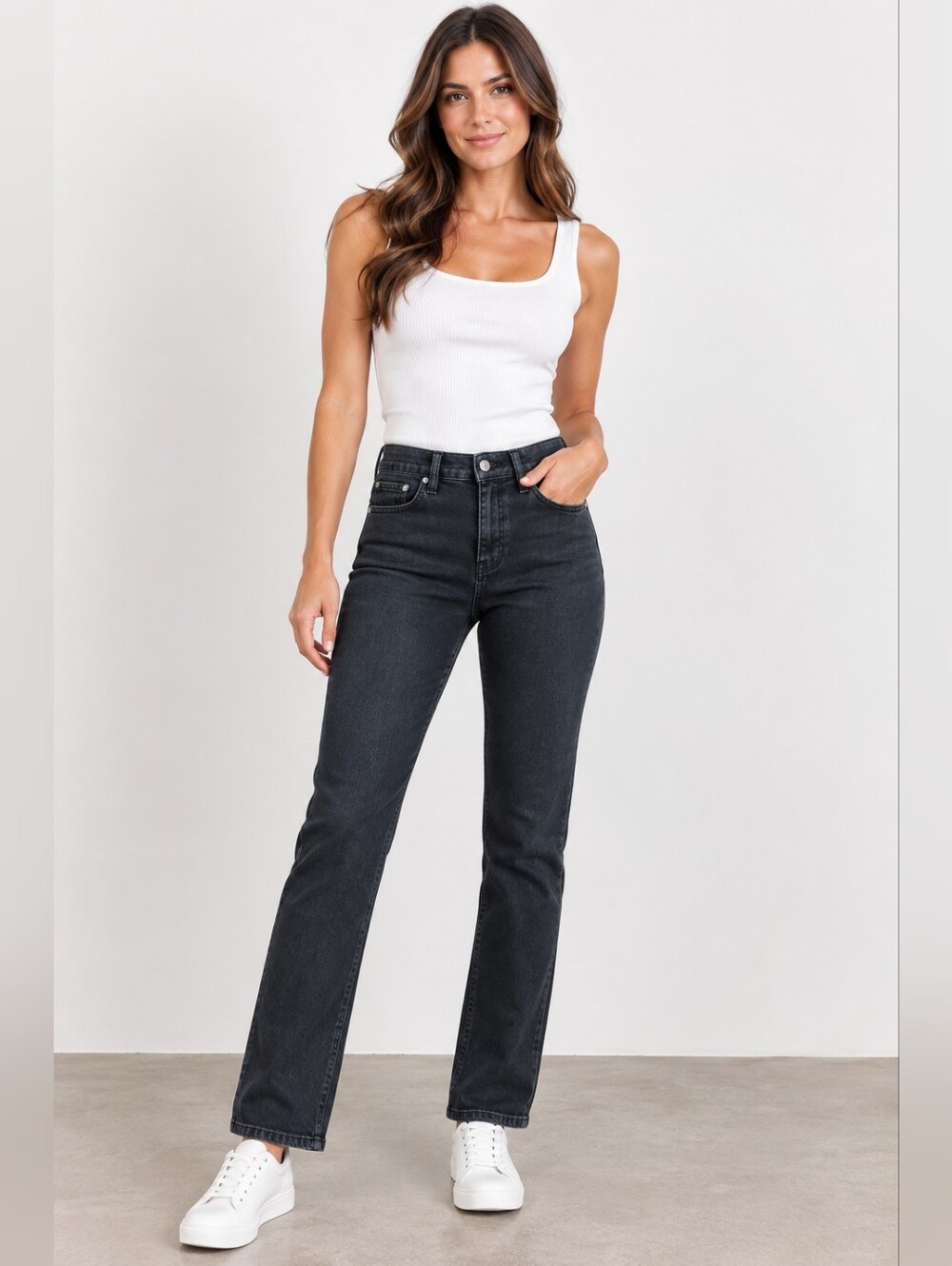 Lauren Ralph Lauren Straight-Leg Jeans in Washed Black
